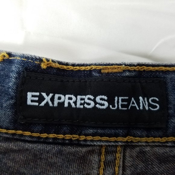 Express Jeans Juniors Size 9 Long High Rise Bootcut Dark Wash Blue Denim 30x32.5 - Picture 8 of 14